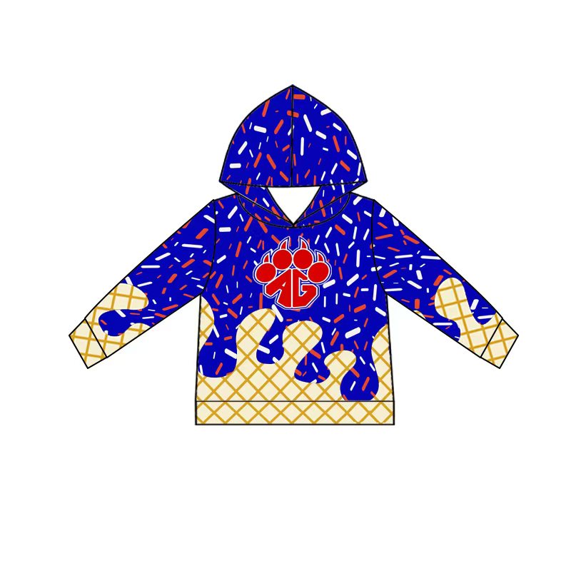 (Custom Design Preorder MOQ 5) Team's Blue Sprinkles Print Kids Long Sleeve Hoodie Top