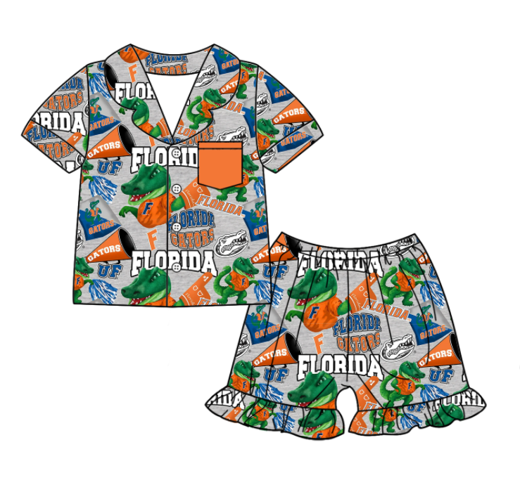 (Custom Design Preorder MOQ 5 Each Design) Team's Florida Print Kids Summer Matching Clothes Sibling Wear