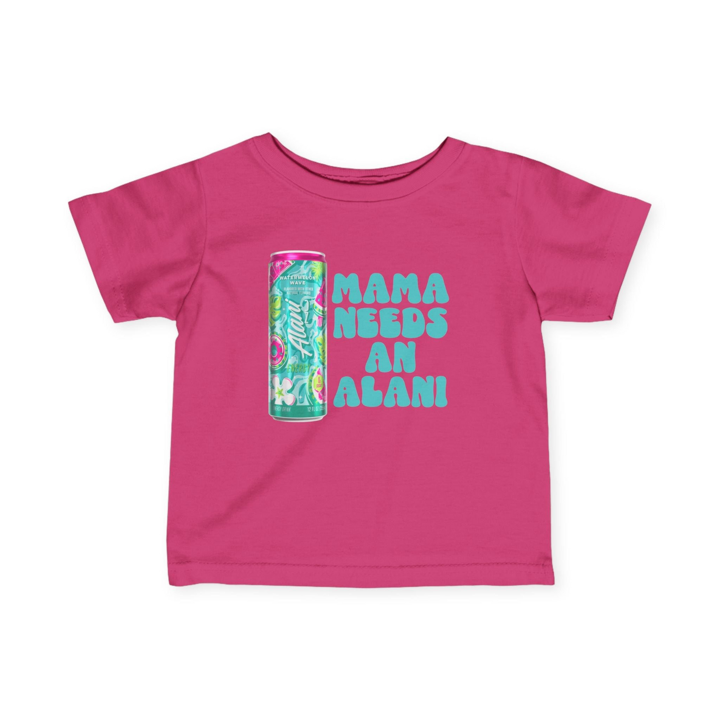 (Custom Design Preorder MOQ 5) MAMA NEEDS AN ALANI Hot Pink Print Girls Summer Tee Shirts Top
