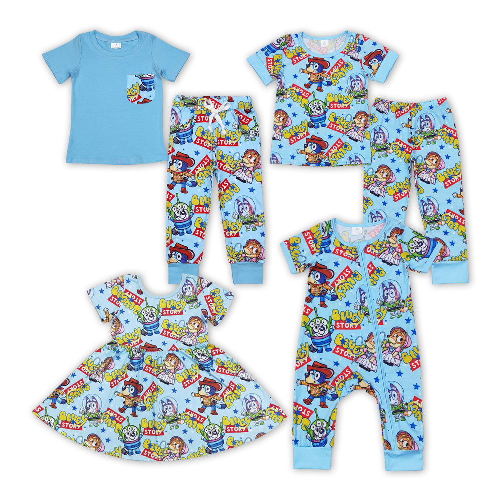 Cartoon Dog Toys Print Sibling Summer Matching Clothes