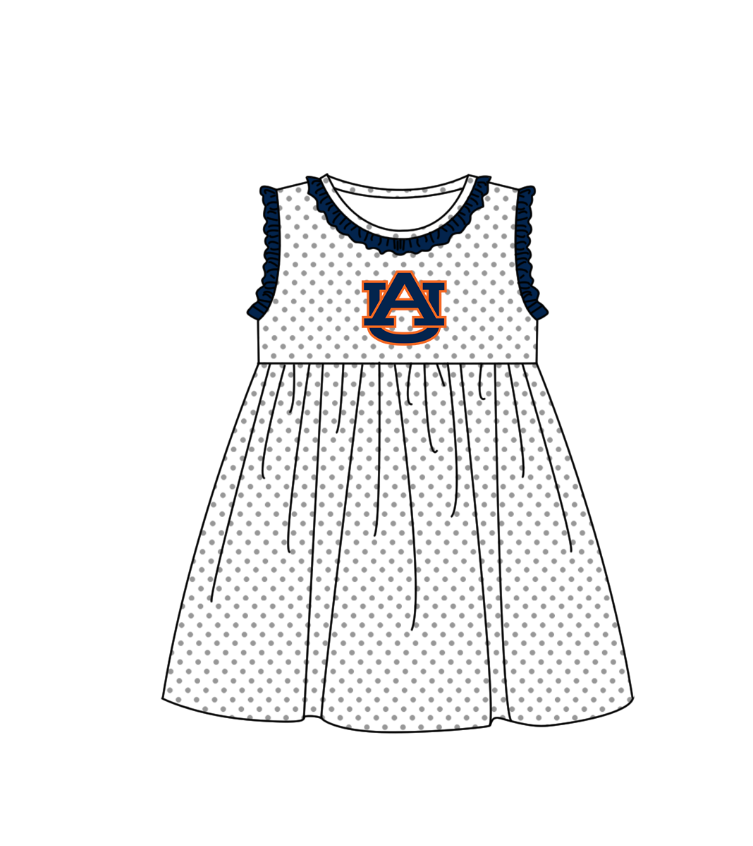 (Custom Design Preorder MOQ 5 Each Item) Team's Auburn Tigers Print Kids Summer Matching Clothes Sibling Wear