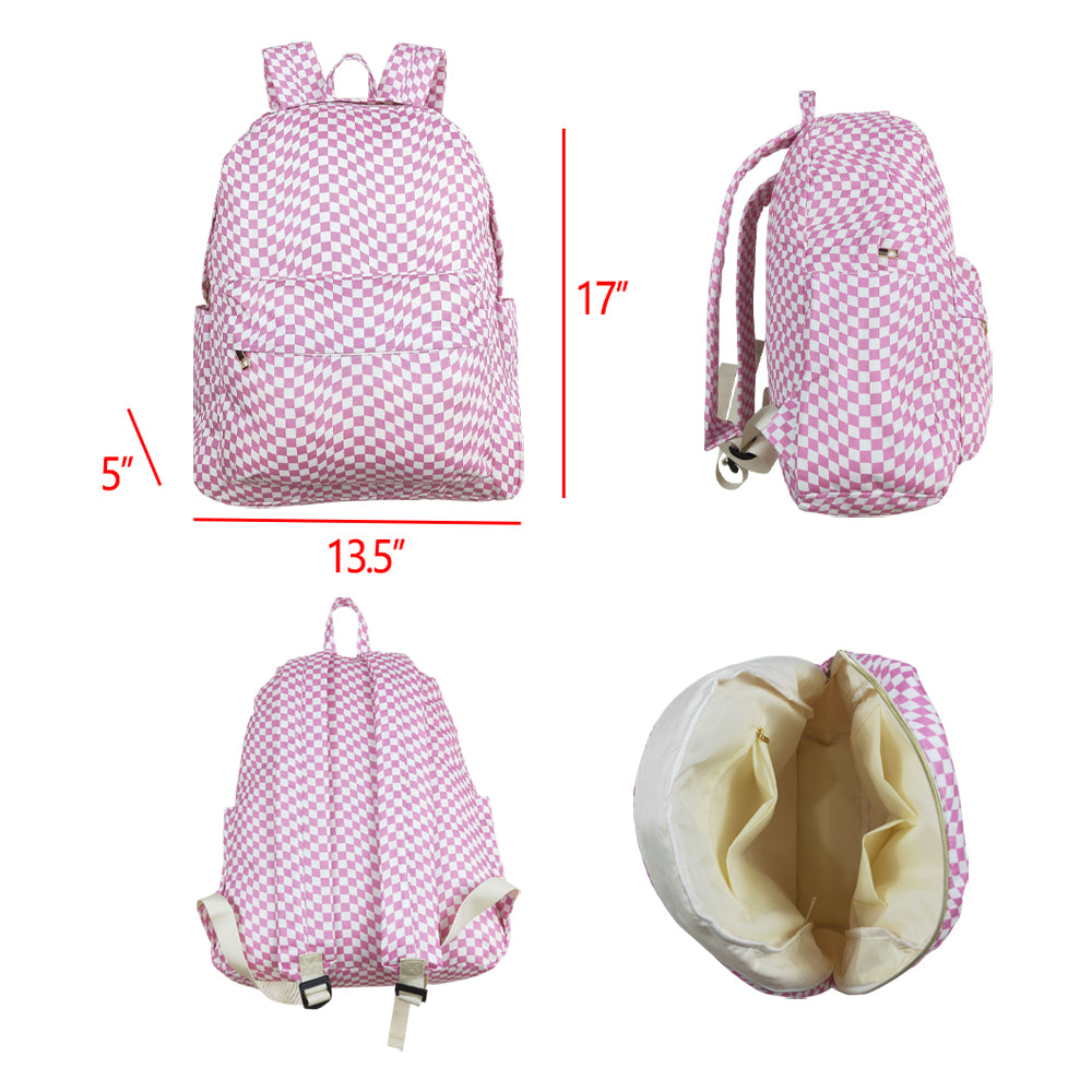 USA-Shop BA0245 Pink Plaid Racing Print Backpack Girls Bags