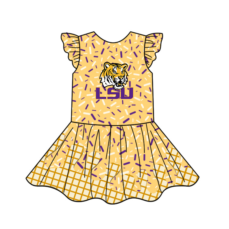 (Custom Design Preorder MOQ 5 Each Item)Team's LSU Sprinkles Print Family Matching Clothes