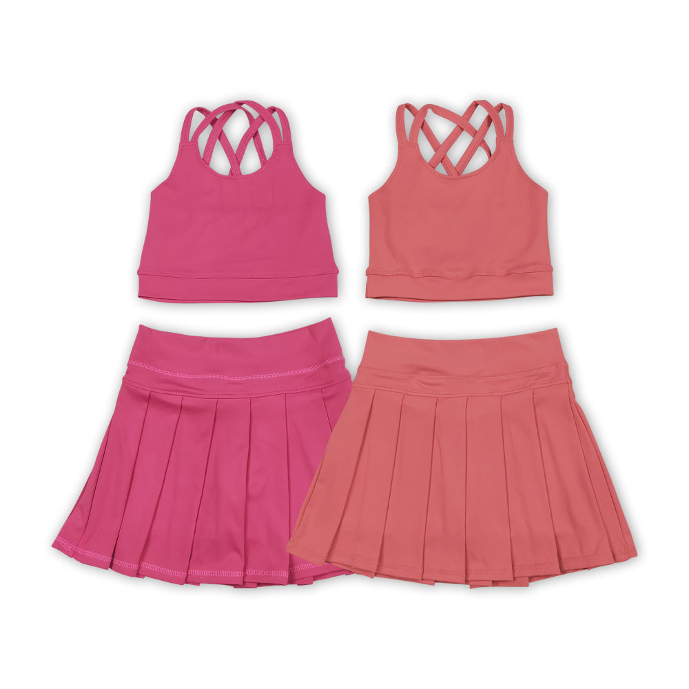2 Colors Tank Top Skirts Shorts Girls Summer Yoga Outfits Sisters Wear