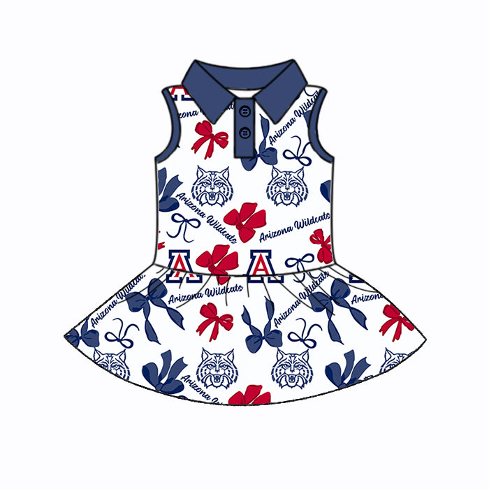 (Custom Design Preorder MOQ 5 Each Color) Team's Arizona Wildcats Bows Print Girls Summer Clothes Sisters Matching Wear