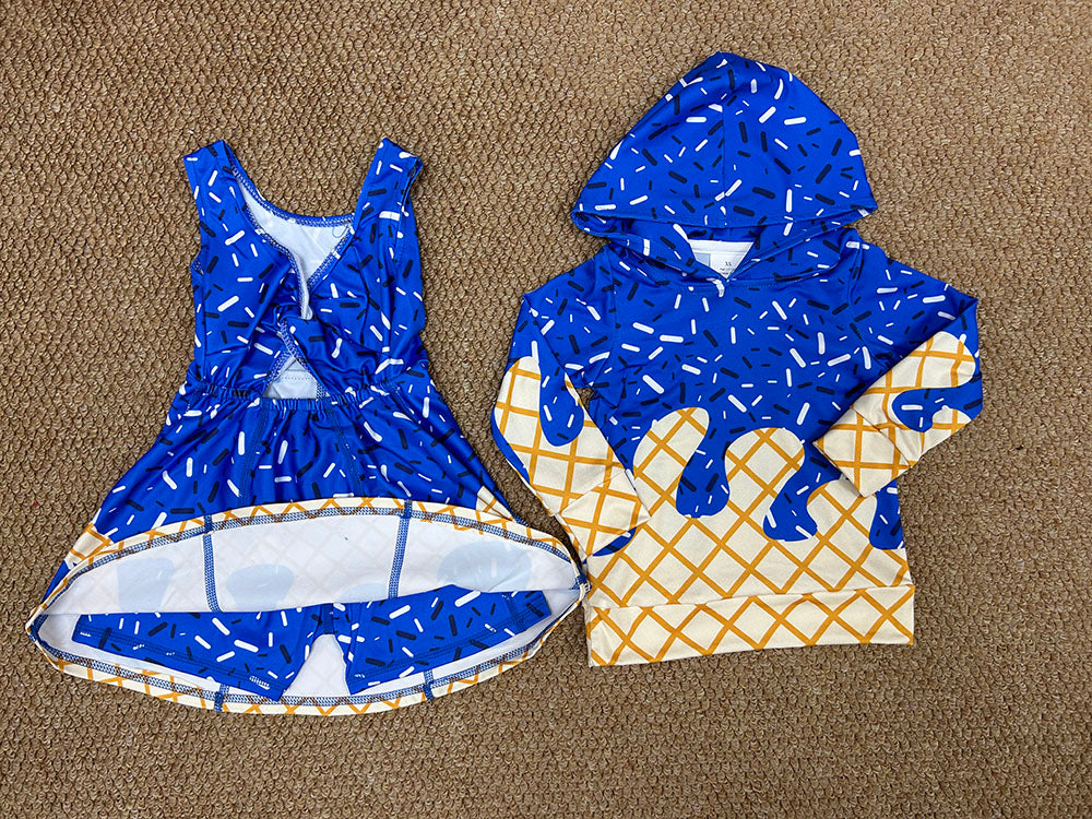 5 Colors Sprinkles Girls Yoga Dress & Boys Hoodie Top Sibling Matching Clothes