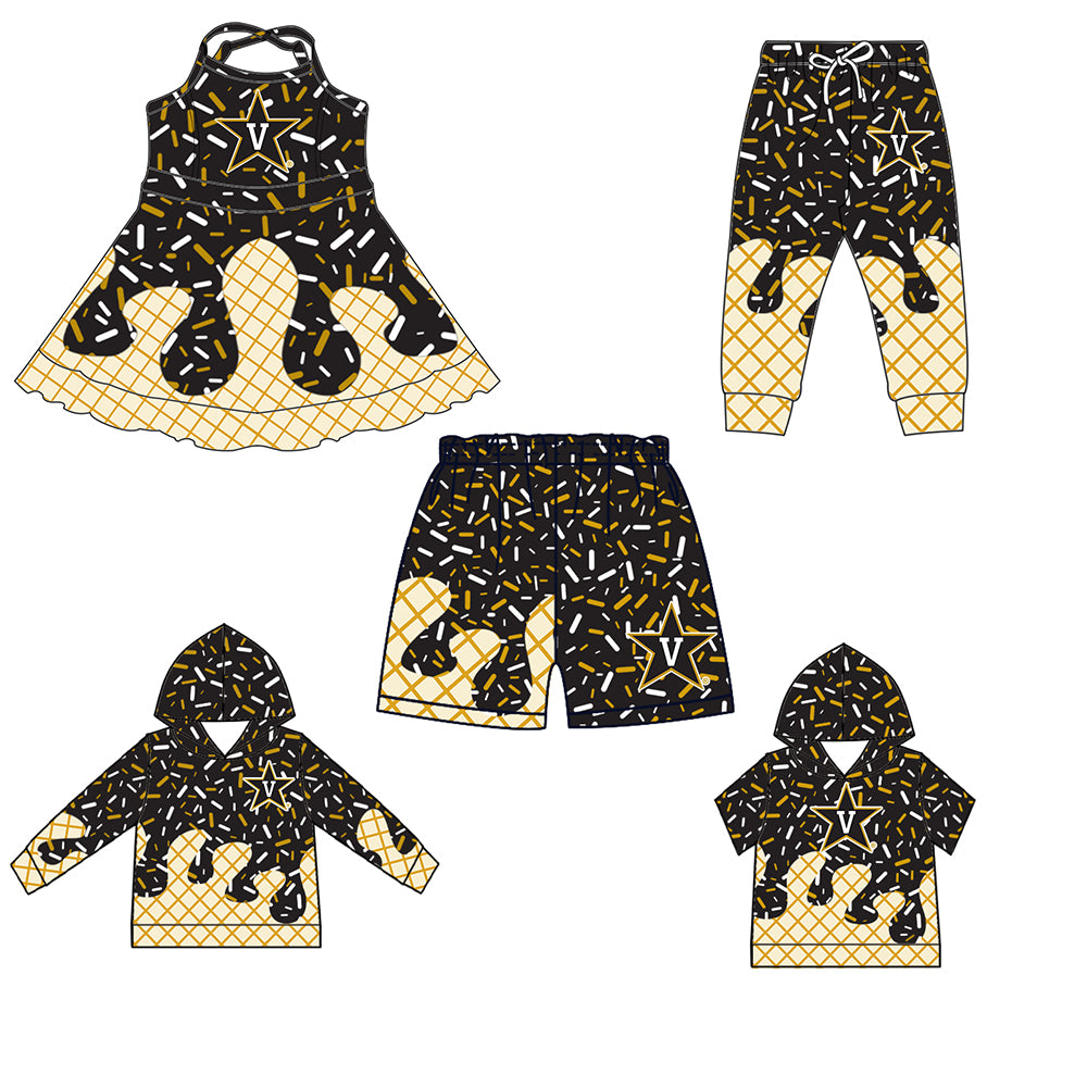 (Custom Design Preorder MOQ 5 Each Item)Team's Star V Sprinkles Print Sibling Matching Clothes