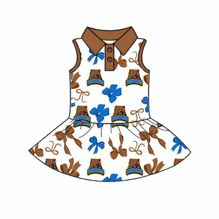 (Custom Design Preorder MOQ 5 Each Color) Team's UCLA Bruins Bows Print Girls Summer Clothes Sisters Matching Wear