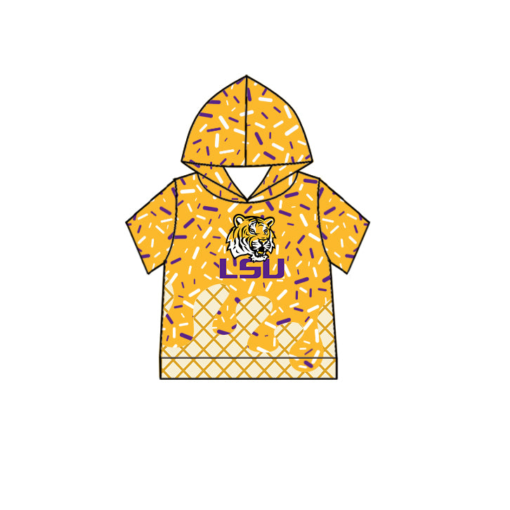 (Custom Design Preorder MOQ 5 Each Item)Team's LSU Tigers Sprinkles Print Sibling Matching Clothes
