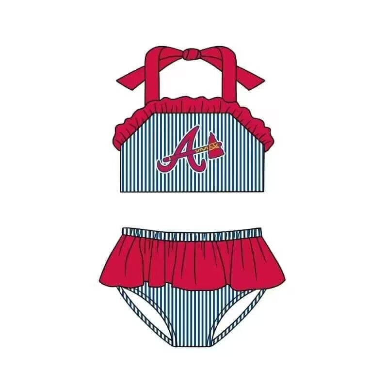 (Custom Design Preorder MOQ 5) Team's A Print Girls 2 Pieces Swimsuits