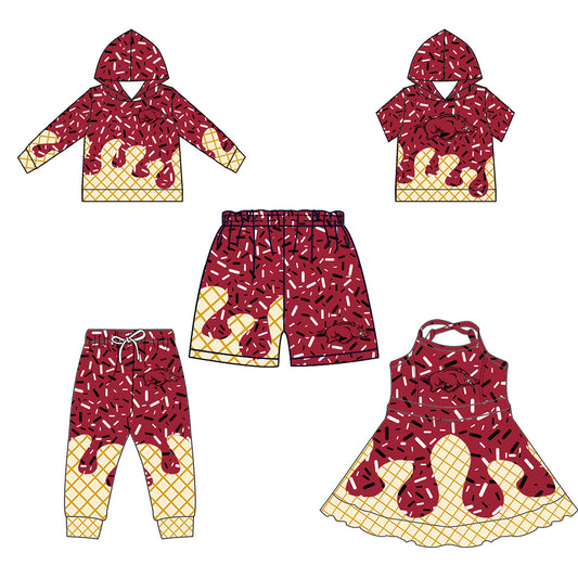 (Custom Design Preorder MOQ 5 Each Item)Team's Arkansas Sprinkles Print Sibling Matching Clothes