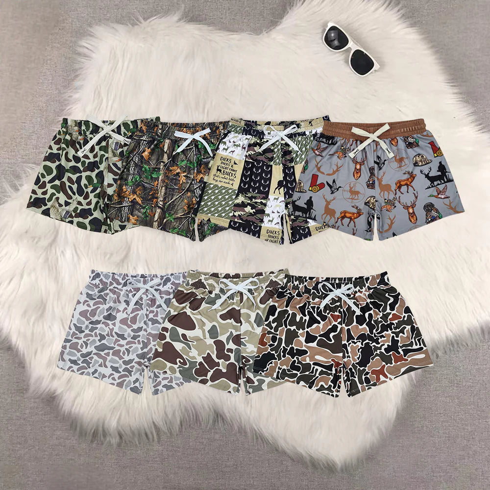11 Colors Camo Print Boys Summer Beach Swim Trunks Brothers Swimwear