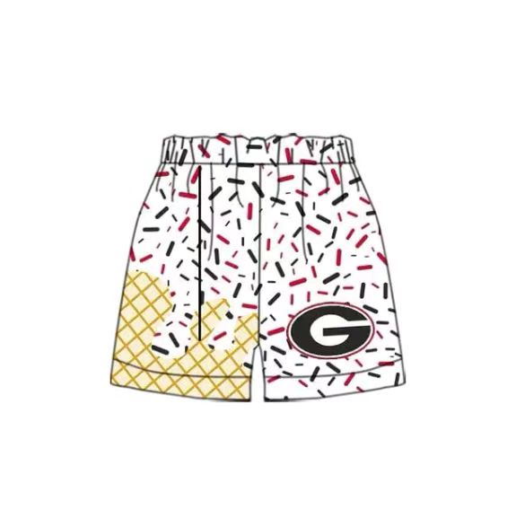 (Custom Design Preorder MOQ 5 Each Item) Team's Georgia Sprinkles Print Summer Bottom Shorts Mom and Me Matching Clothes