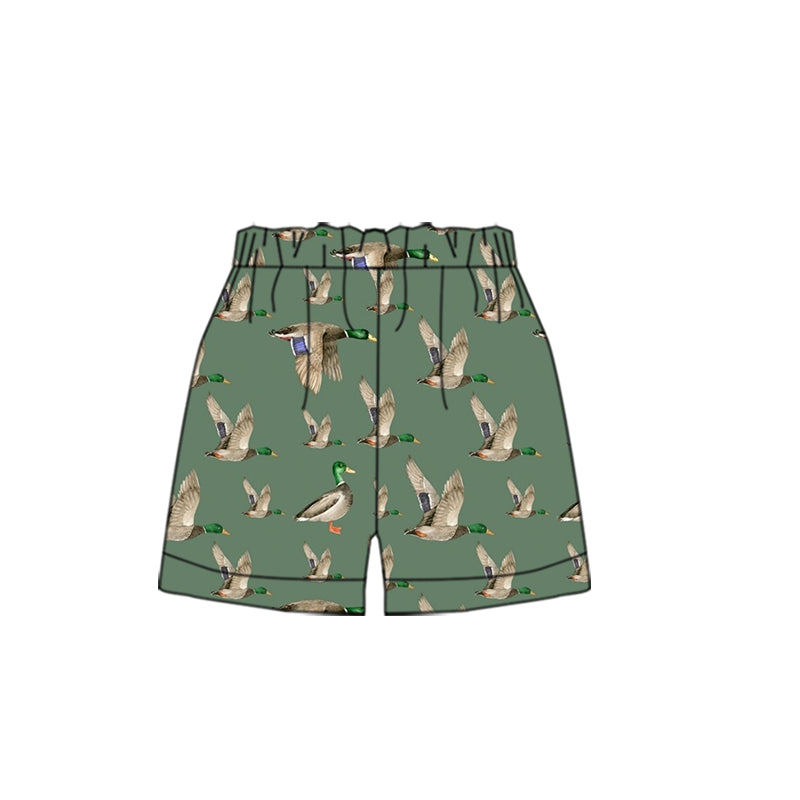 (Custom Design Preorder MOQ 5) Duck Green Print Kids Hunting Bottom Shorts