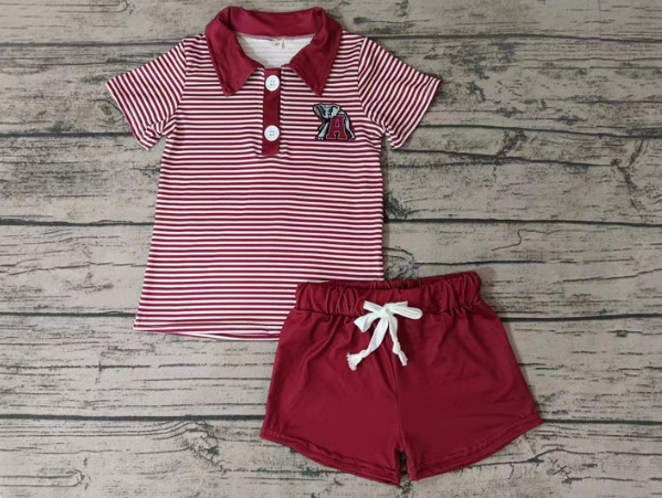 (Custom Design Preorder MOQ 5) Team's Alabama Print Boys Summer Clothes Set