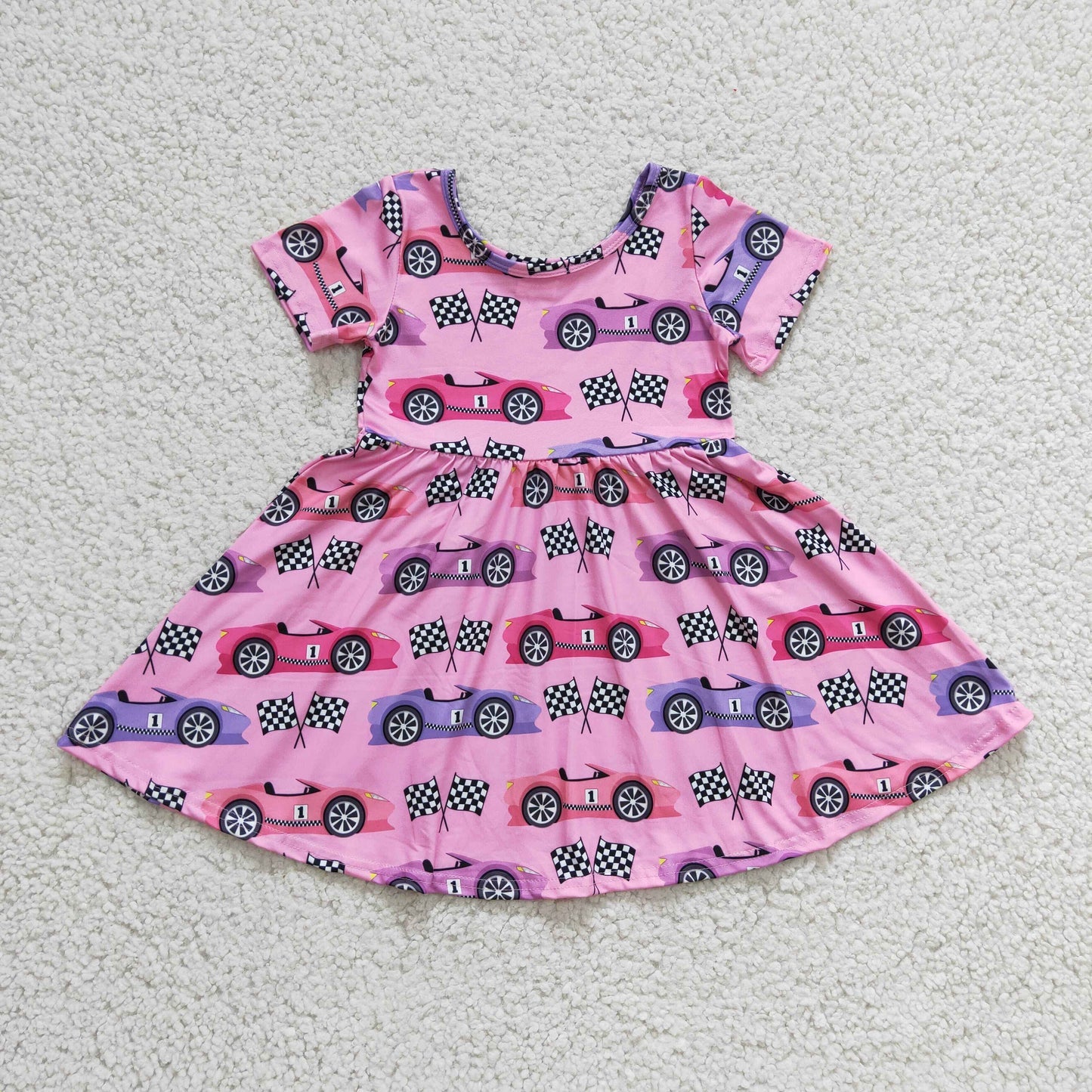 (Promotion)Pink Cars RACE Print Sisters Matching Clothes