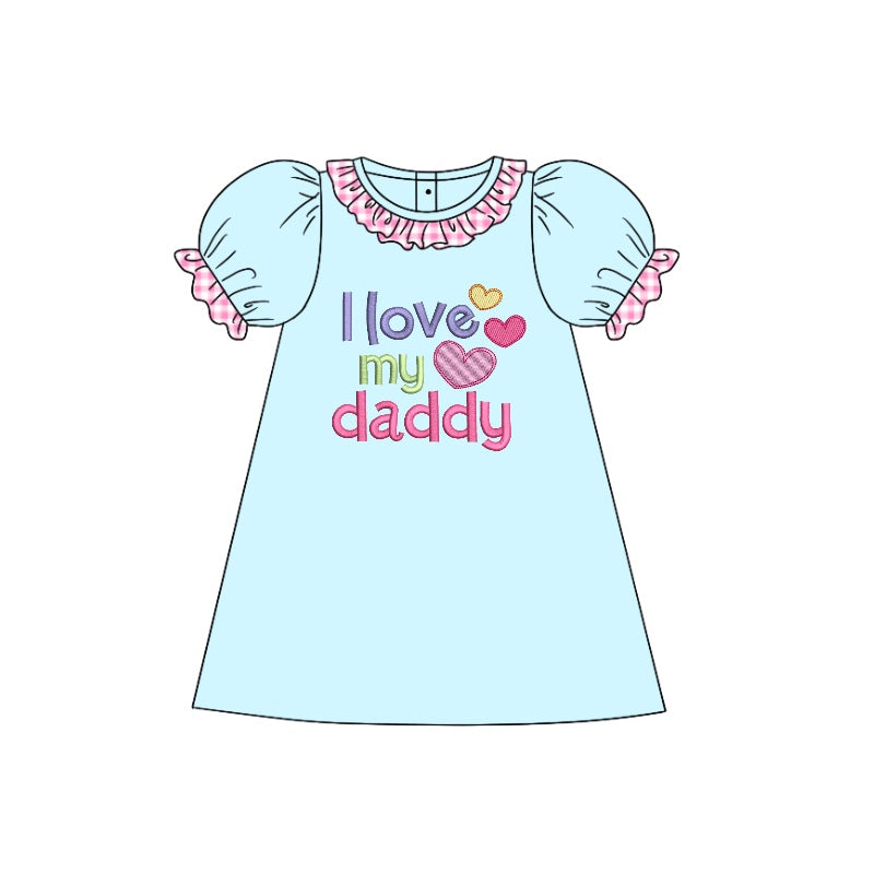 (Custom Design Preorder MOQ 5) I LOVE MY DADDY Print Girls Knee Length Summer Dress