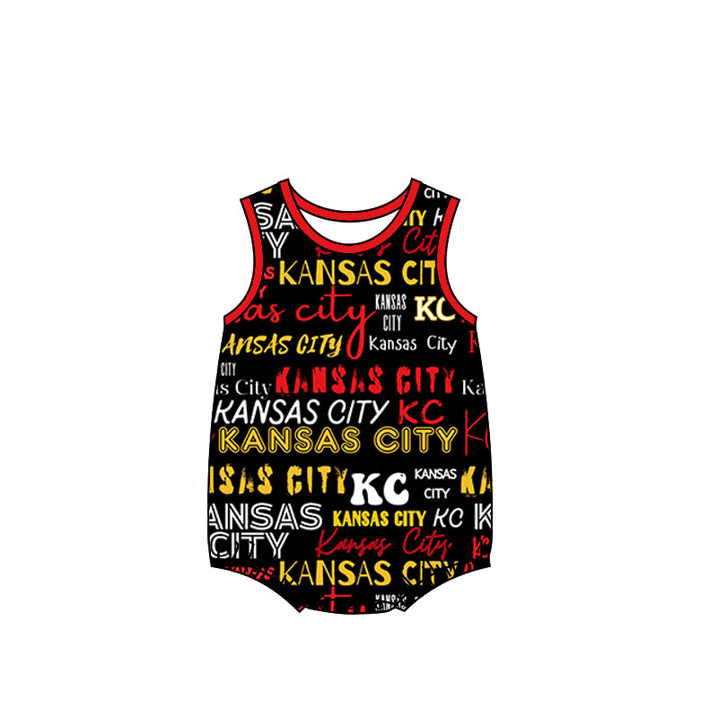 (Custom Design Preorder MOQ 5) KANSAS CITY Print Baby Boys Summer Romper