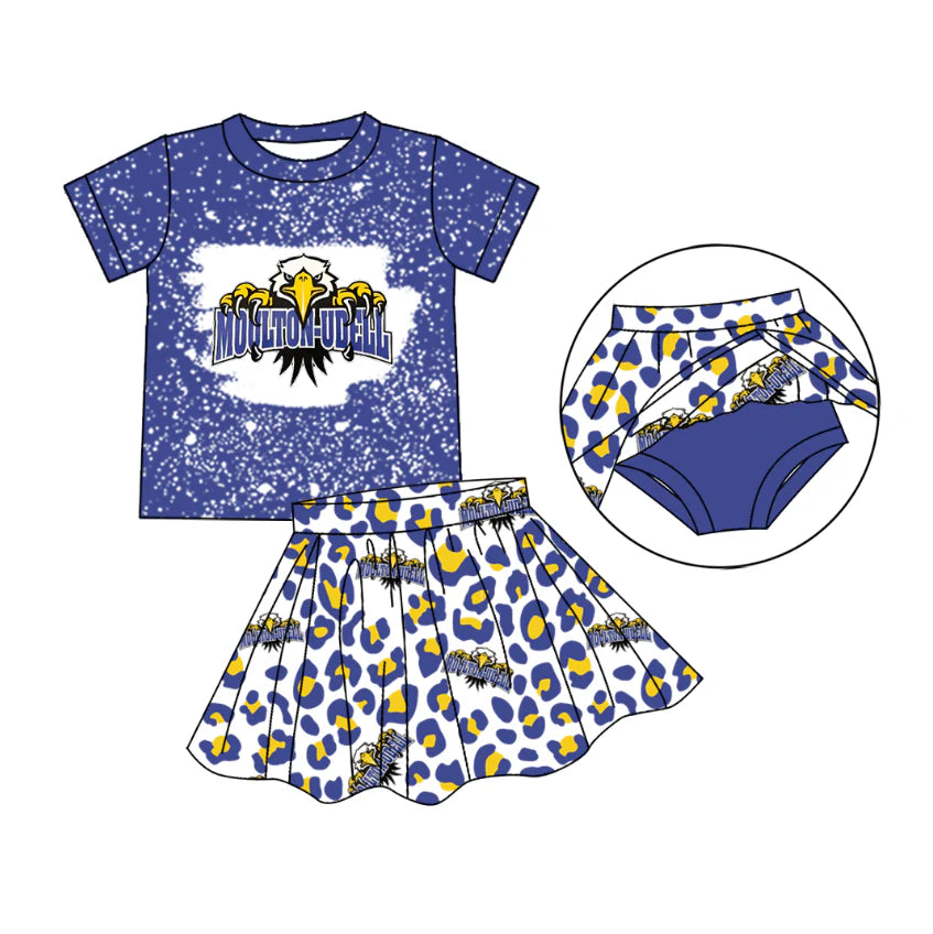 (Custom Design Preorder MOQ 5) Team's MOULTON-UDELL Print Girls Summer Skirts Shorts Clothes Set