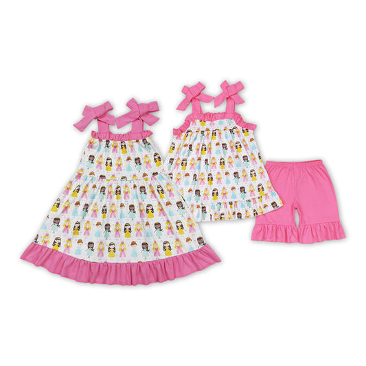 Princess Print Sisters Summer Matching Clothes