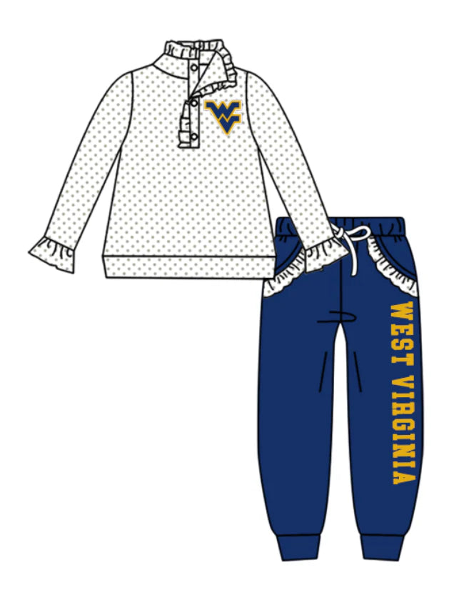(Custom Design Preorder MOQ 5 Each Item)Team's WEST VIBGINIA Print Sibling Matching Clothes