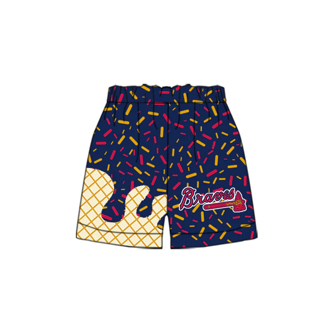 (Custom Design Preorder MOQ 5) Team's Braves Sprinkles Print Kids Summer Shorts
