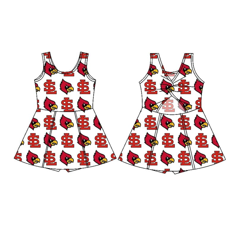 (Custom Design Preorder MOQ 5) Team's Cardinals Print Girls 1 Piece Swimsuits
