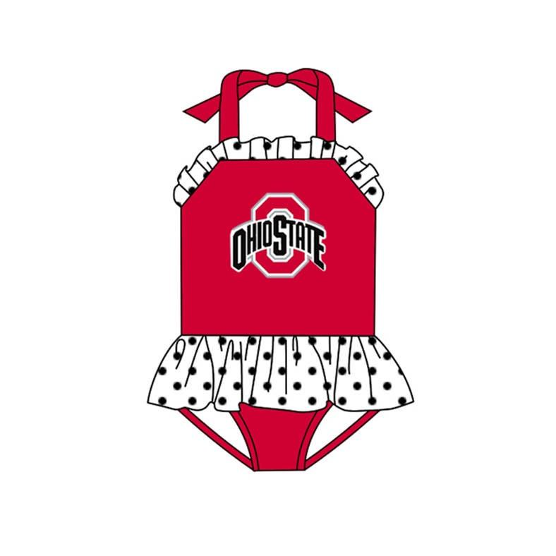 (Custom Design Preorder MOQ 5) Team's OHIOSTATE Print Girls 1 Piece Swimsuits