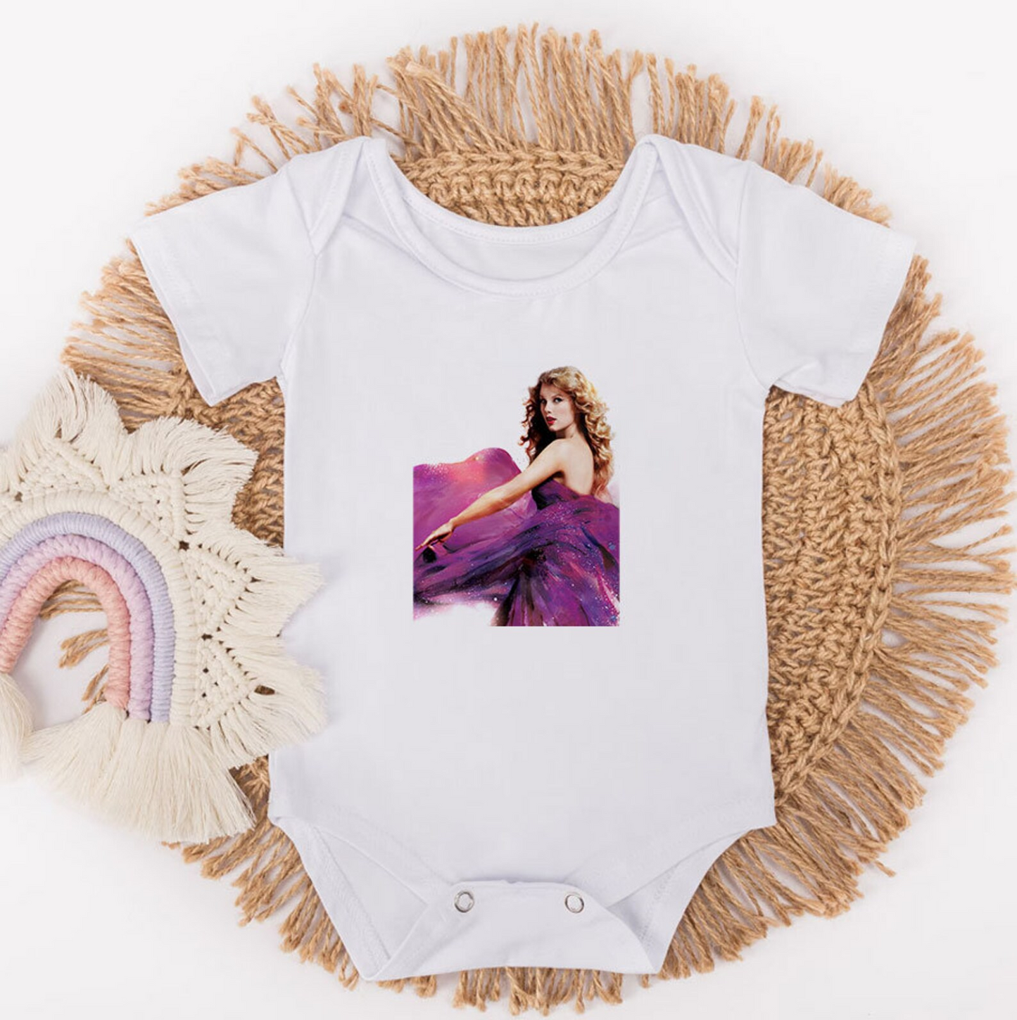 (Custom Design Preorder MOQ 5) Singer Purple Print Baby Girls Summer Romper