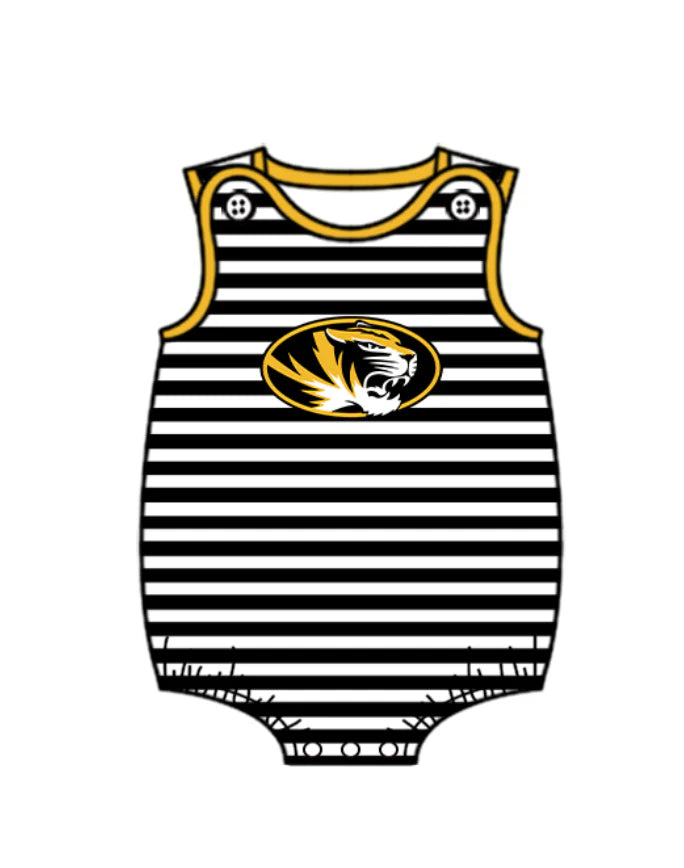 (Custom Design Preorder MOQ 5 Each Design) Team's Missouri Tigers Stripes Print Boys Summer Matching Clothes Brothers Wear