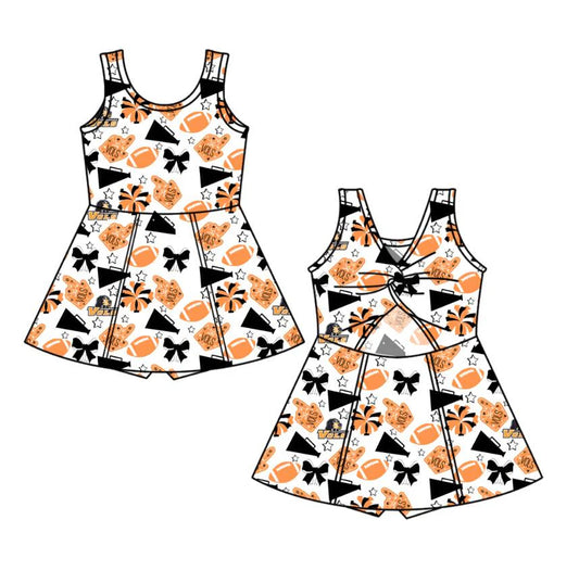 (Custom Design Preorder MOQ 5) Team's Tennessee Cheer Bows Print Backless Top Shorts Skirts Girls Summer Yoga Dress