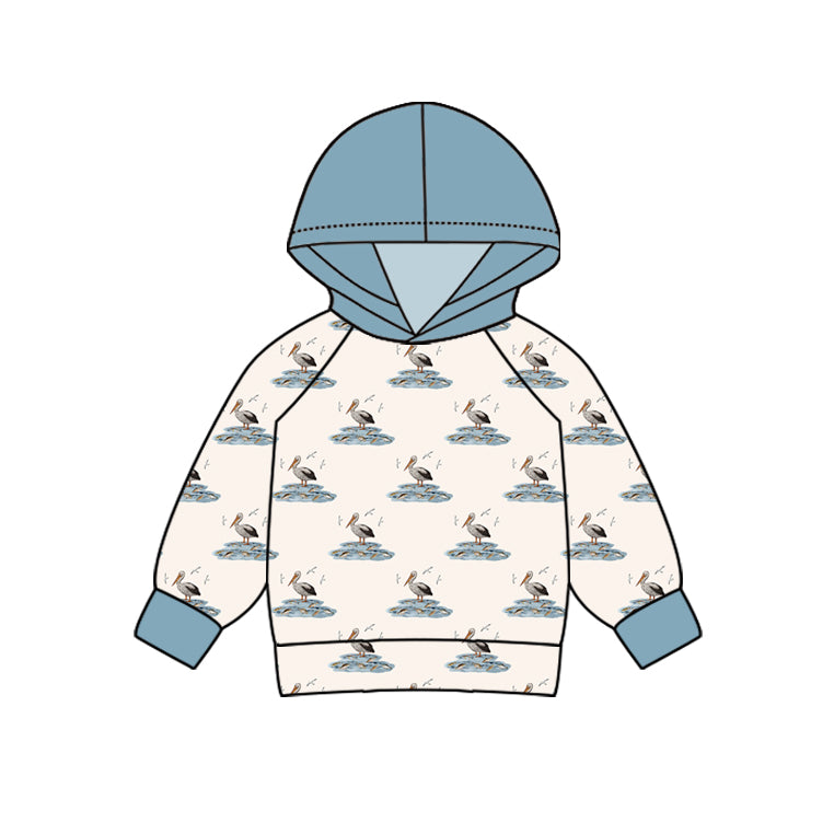 (Custom Design Preorder MOQ 5) Bird Print Kids Hoodie Tops
