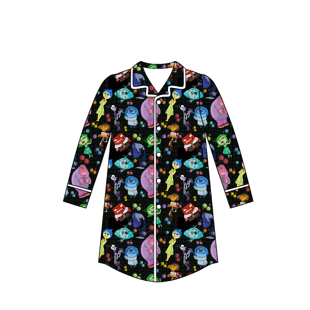 (Custom Design Preorder MOQ 5) Cartoon Figure Inside Out Black Print Adult Pajamas Woman Top