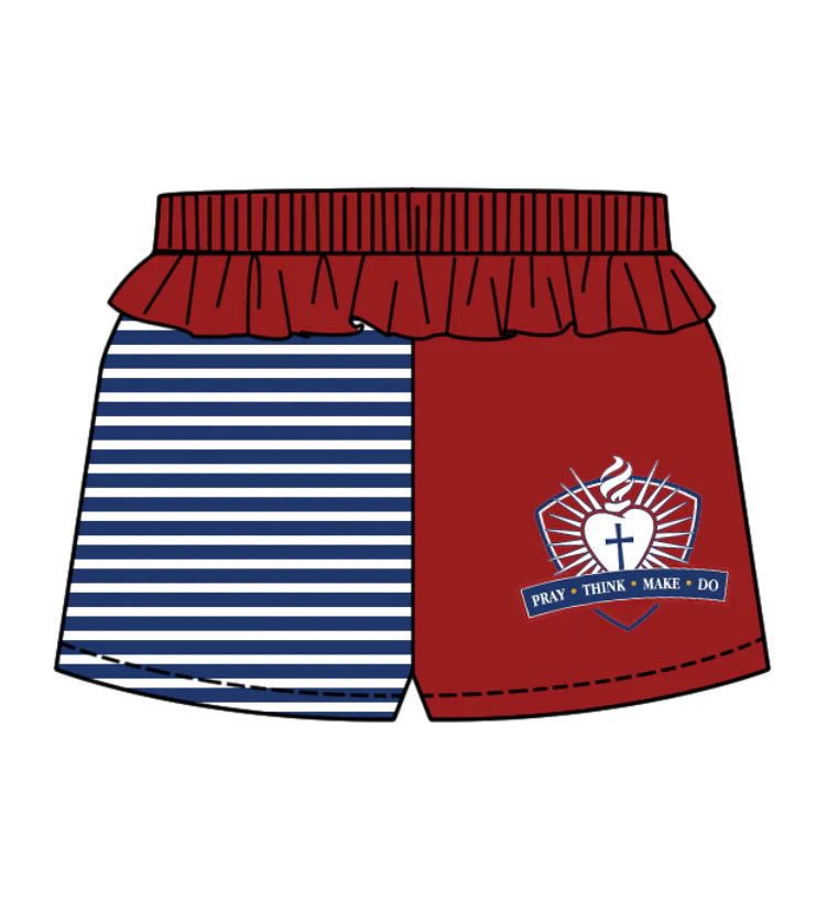 (Custom Design Preorder MOQ 5) Team's St. Margaret Mary Stripes Print Girls Summer Bottom Shorts