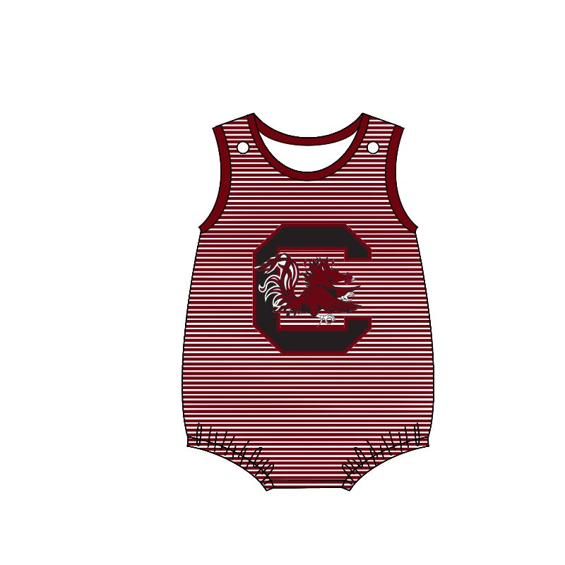 (Custom Design Preorder MOQ 5) Team's Southcarolina Print Baby Girls Summer Romper
