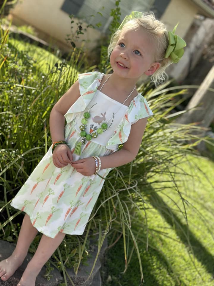 Girls carota print Easter dress GSD0157