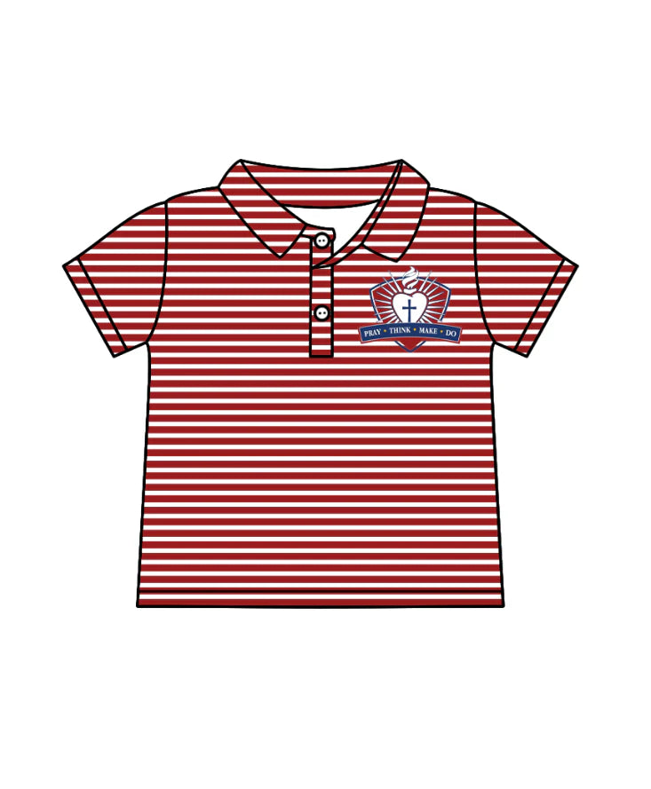 (Custom Design Preorder MOQ 5) Team's St. Margaret Mary Stripes Print Boys Summer Polo Tee Shirts Top