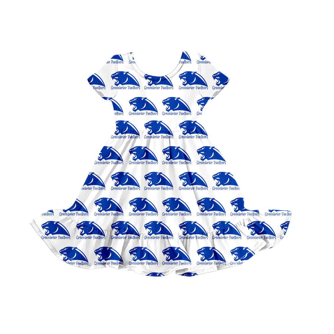 (Custom Design Preorder MOQ 5) Team's Greenbrier Print Girls Summer Knee Length Dress