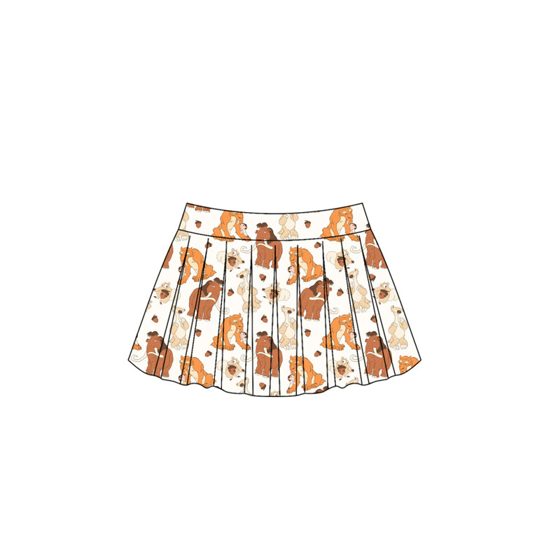 (Custom Design Preorder MOQ 5) Cartoon Lion Print Girls Summer Bottom Skirts