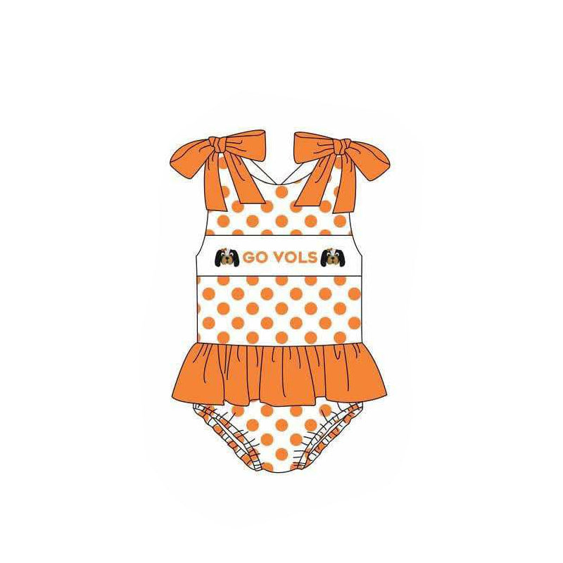 (Custom Design Preorder MOQ 5)Team's GO VOLS Dots Girls 1 Piece Swimsuits