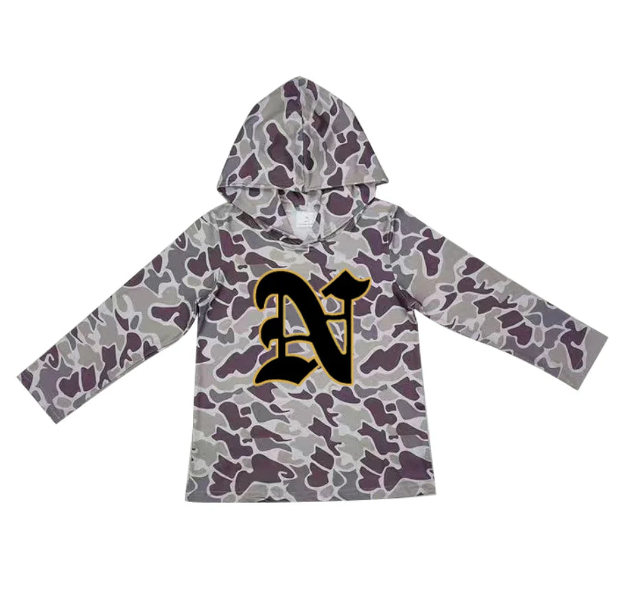 (Custom Design Preorder MOQ 5) Team Nederland Bulldogs Brown Camo Print Kids Long Sleeve Hoodie Top