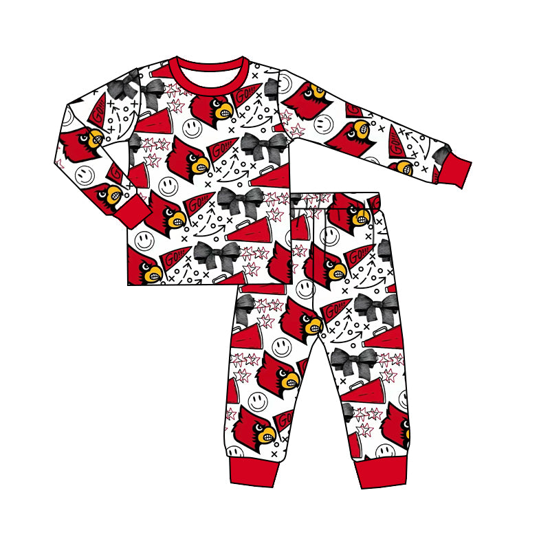 (Custom Design Preorder MOQ 20) Team's Bird Print Kids Fall Bamboo Pajamas Clothes Set