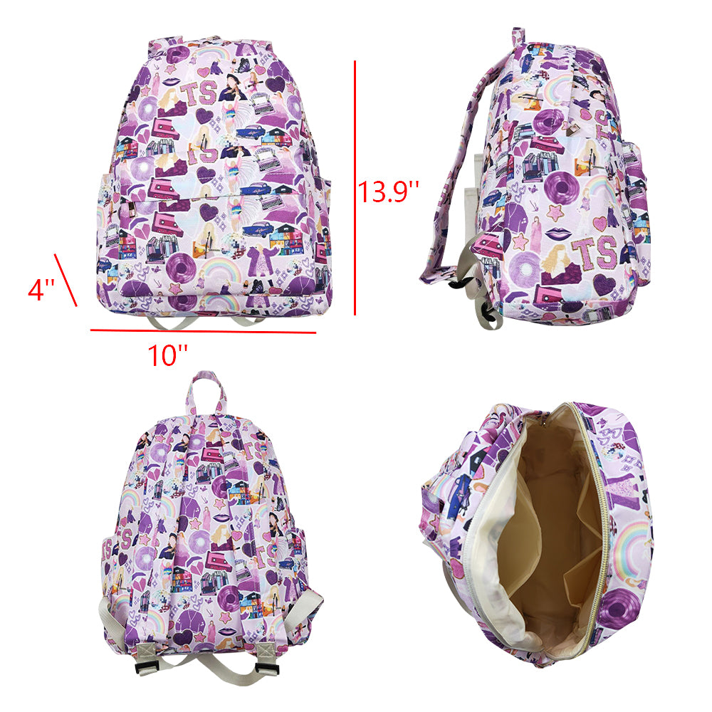 USA-Shop BA0172 Purple Singer Swiftie Print Girls Vocal Concert Backpack