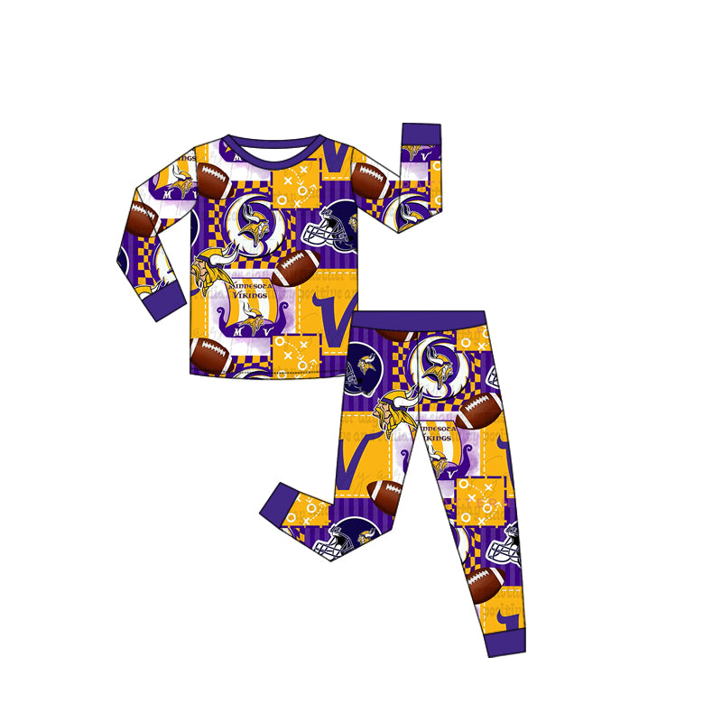 (Custom Design Preorder MOQ 20 Each Item)Team's Vikings Print Family Bamboo Matching Clothes