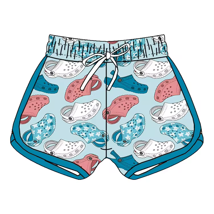 (Custom Design Preorder MOQ 5) Slipper Blue Print Kids Summer Shorts