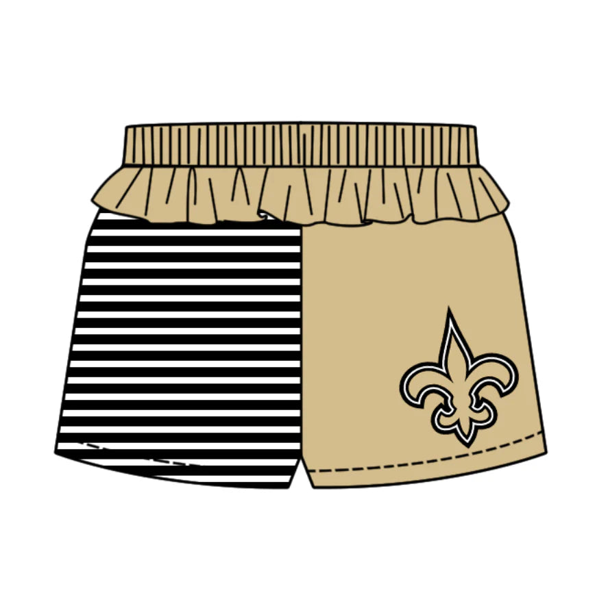 (Custom Design Preorder MOQ 5) Team's Saints Stripes Print Girls Summer Bottom Shorts
