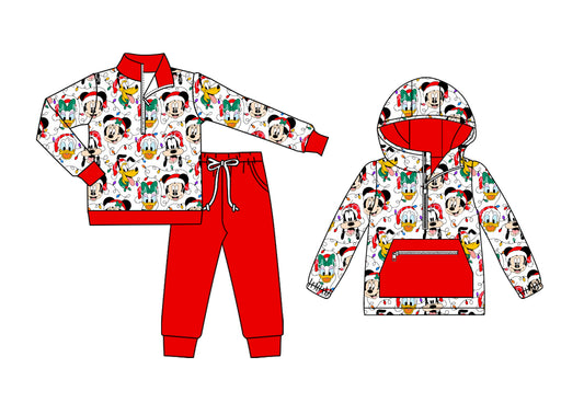8.1(Custom Design Preorder MOQ 5 Each Design) Cartoon Mouse Print Boys Christmas Matching Clothes Brothers Wear