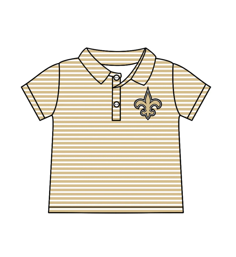 (Custom Design Preorder MOQ 5) Team's Saints Stripes Print Boys Summer Polo Tee Shirts Top