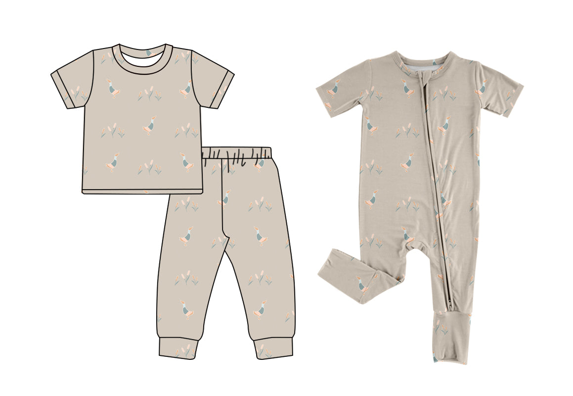 11.11(Custom Design Preorder MOQ 5 Each Design) Duck Print Kids Pajamas Matching Clothes Sisters Wear