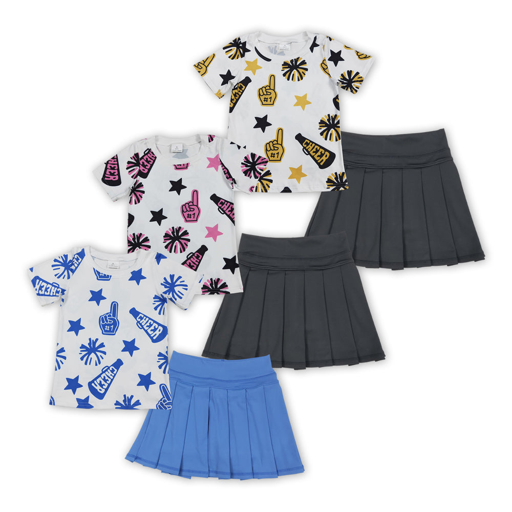 3 Colors Cheer Top Shorts Skirts Girls Summer Yoga Outfits Sisters Wear